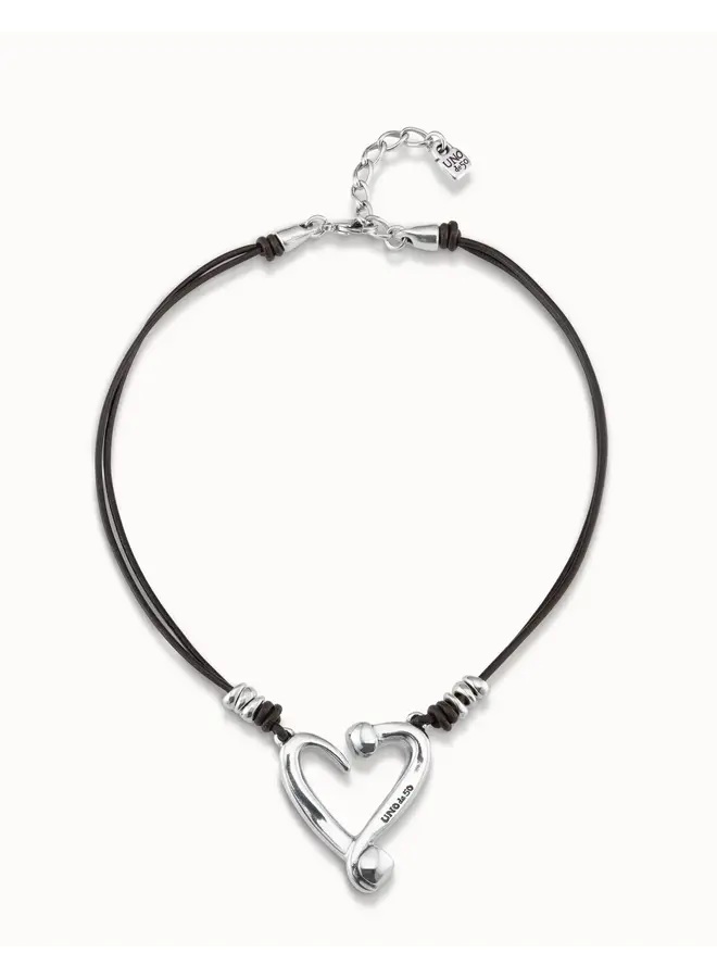 Short Leather Necklace with a Heart