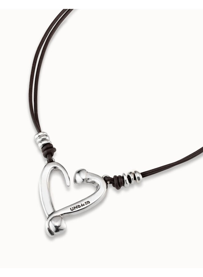Short Leather Necklace with a Heart