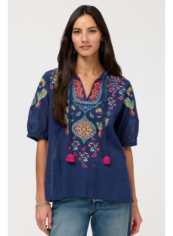 Margot Short Sleeve Blouse Blue Night