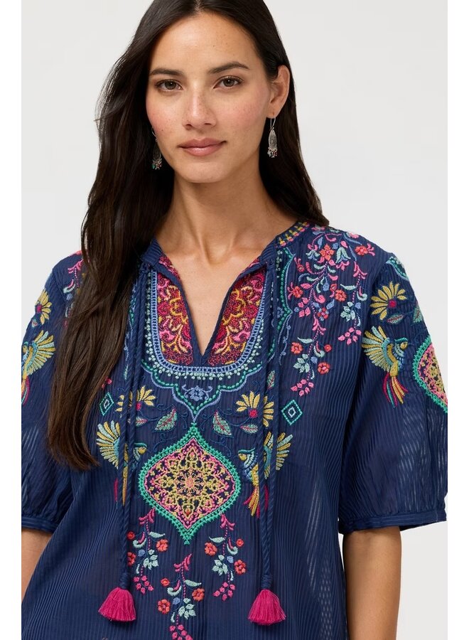 Margot Short Sleeve Blouse Blue Night
