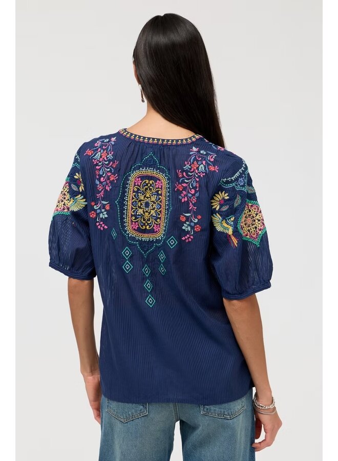 Margot Short Sleeve Blouse Blue Night