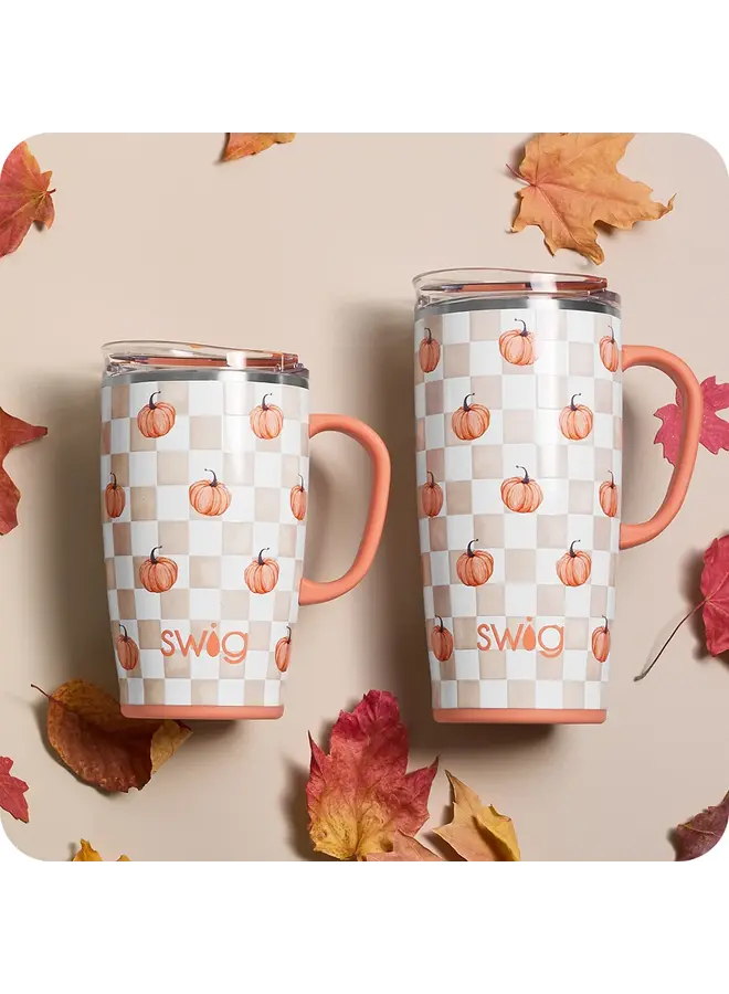 Travel Mug 22oz Pumpkin Check