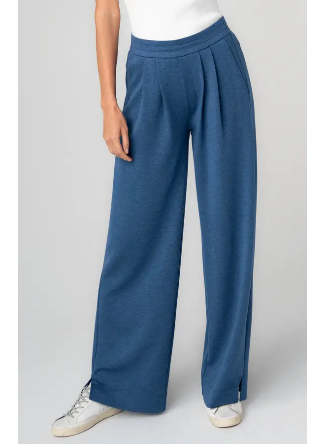 Pull-on Pleated Wide Leg Pant Heathered Navy