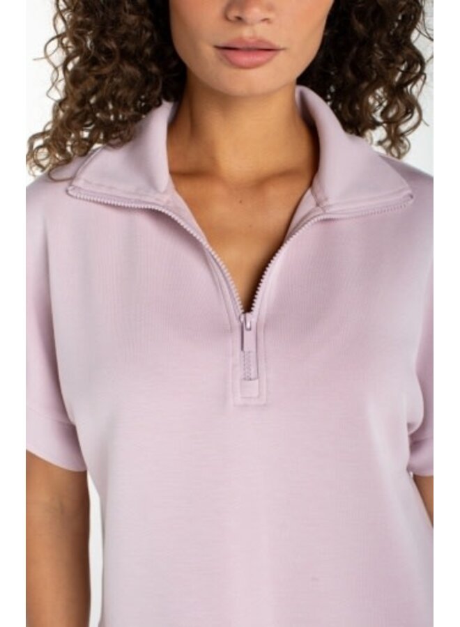 Half Zip Popover Top Lilac Shadow