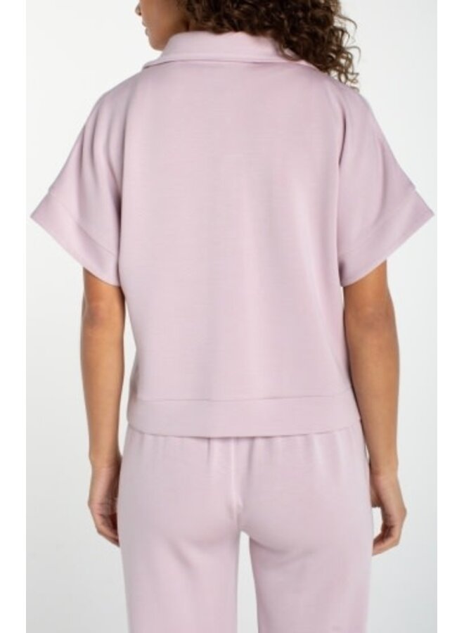 Half Zip Popover Top Lilac Shadow
