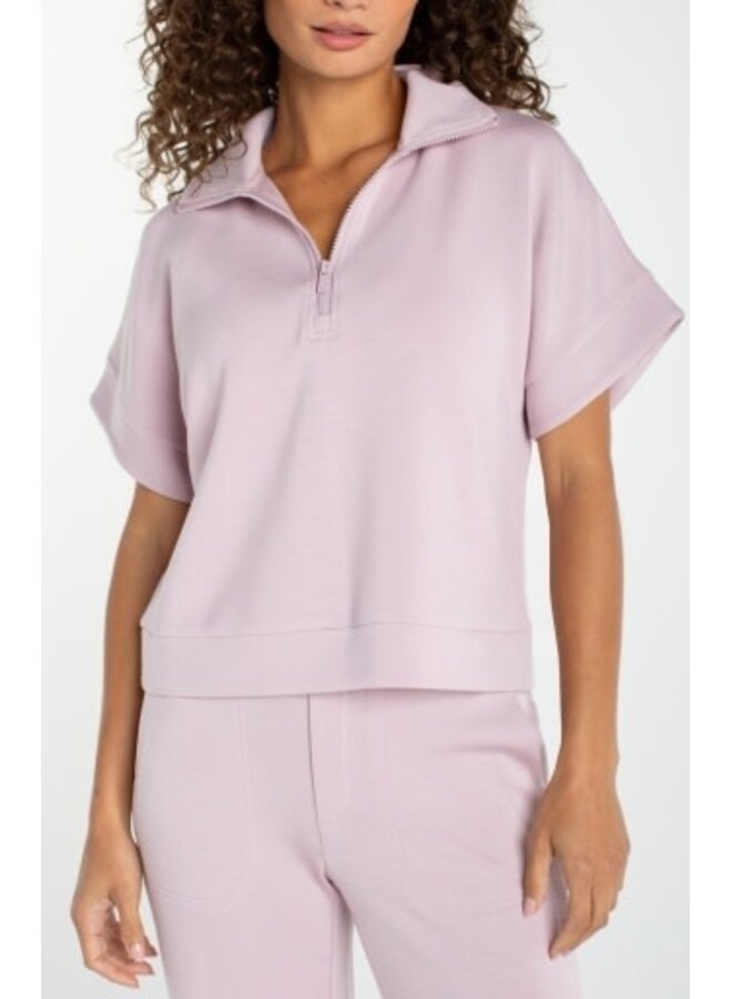 Half Zip Popover Top Lilac Shadow