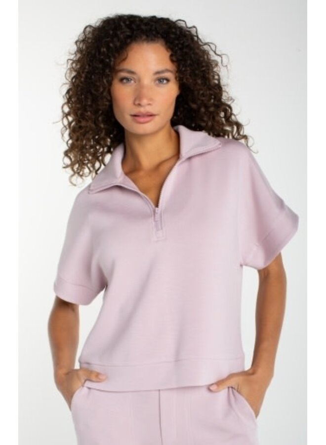 Half Zip Popover Top Lilac Shadow