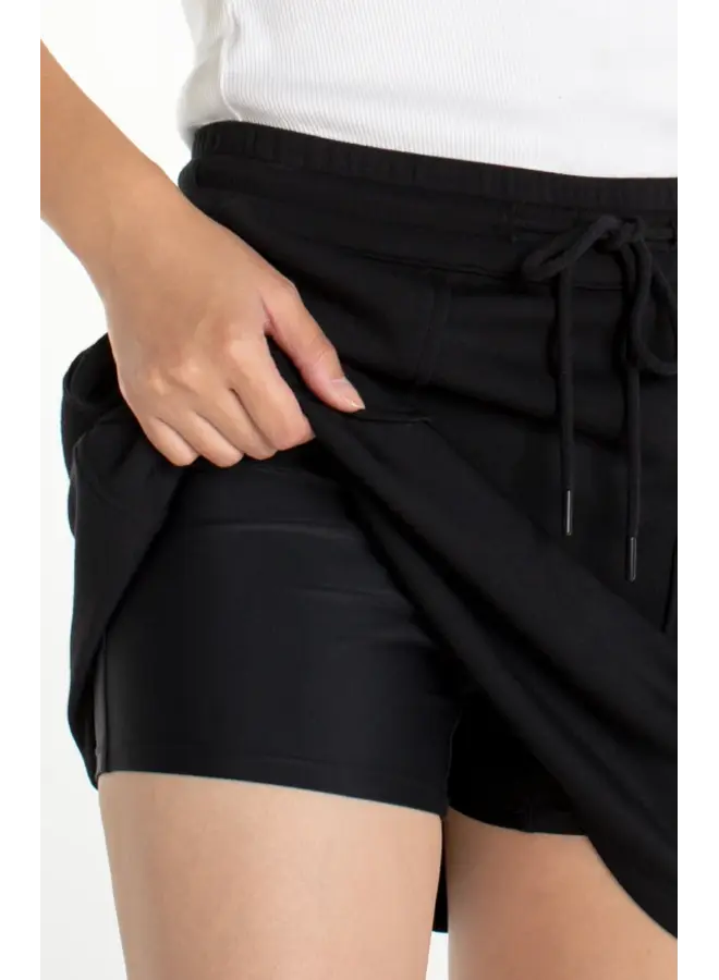 Pull On Skort Black