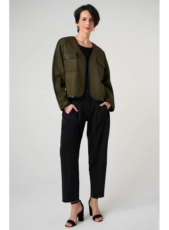 Relaxed Open Front Jacket Dark Olive