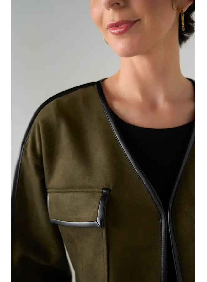 Relaxed Open Front Jacket Dark Olive
