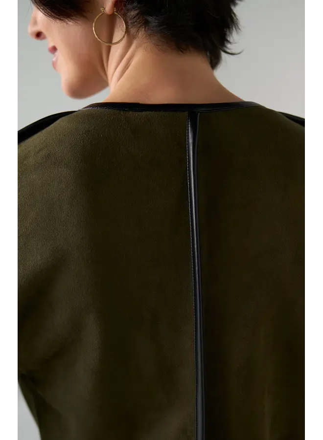 Relaxed Open Front Jacket Dark Olive
