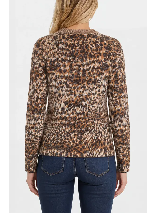 Long Sleeve Crew Neck Sweater Leopard