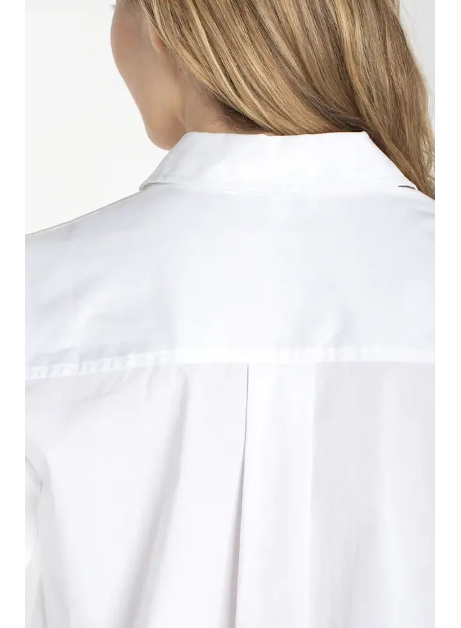Adjustable Sleeve Button Down Top White
