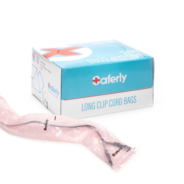 saferly SAFERLY CLIP CORD SLEEVES AND MACHINE BAGS – PINK – BOX OF 200