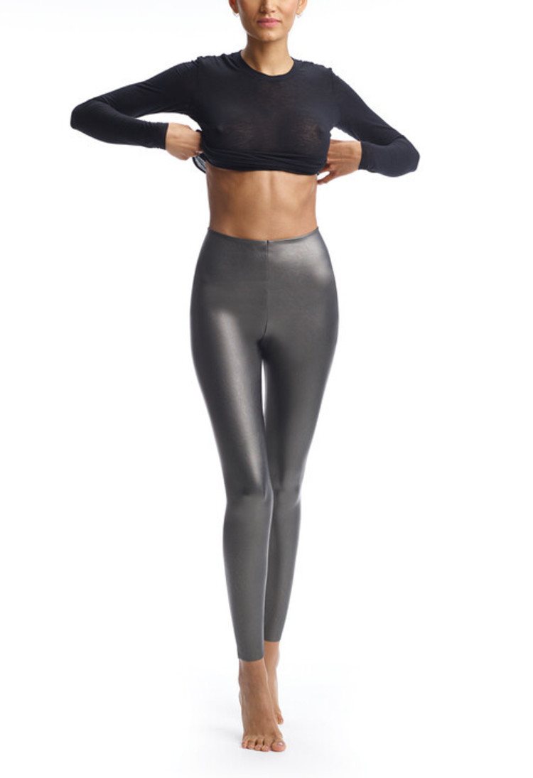 Faux Leather Legging Pewter SLG06 