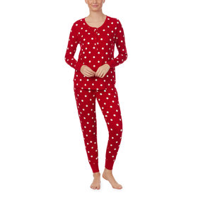 Kate Spade Brushed Jersey LS Jogger PJ Set - Deco Red Dots