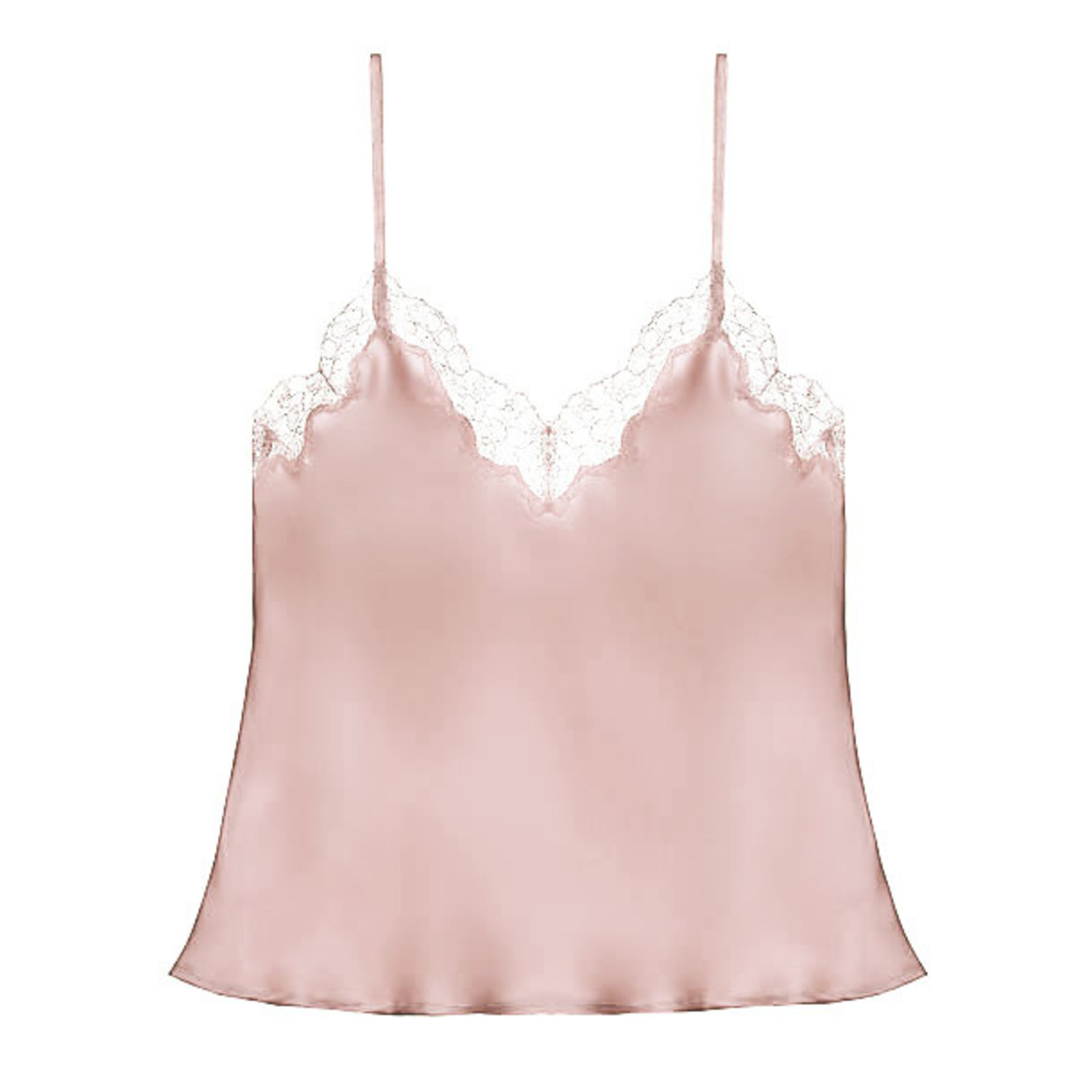 SHYLE BABY PINK FULL LACE ADJUSTABLE STRAP TRANSPARENT CAMISOLE