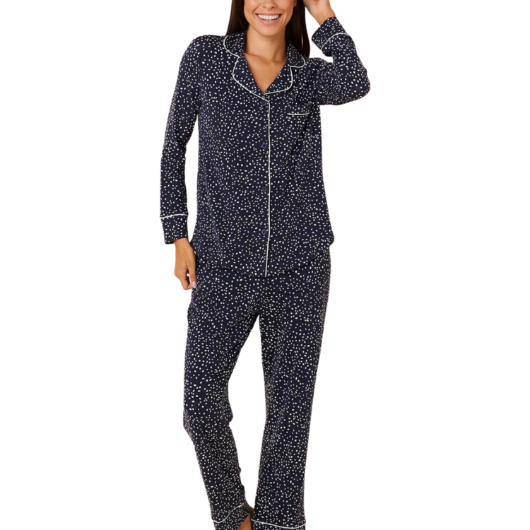 Cat's Pajamas Confetti Dot Pima Knit PJ Set Navy