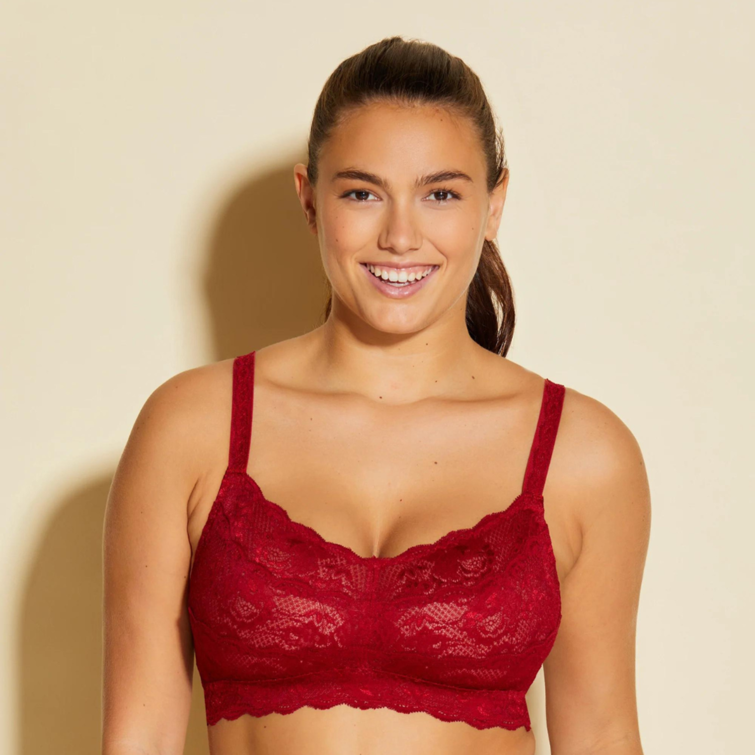 Cosabella Never Say Never Curvy Plungie Longline Bralette in Sindoor Red -  Busted Bra Shop