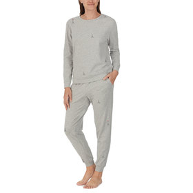 Organic Cotton Long Sleeve Jogger PJ Set Grey Eiffel Towers