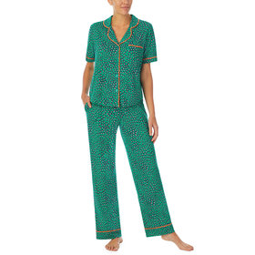Room Service Glam Squad Short Sleeve PJ Set Green Peacock