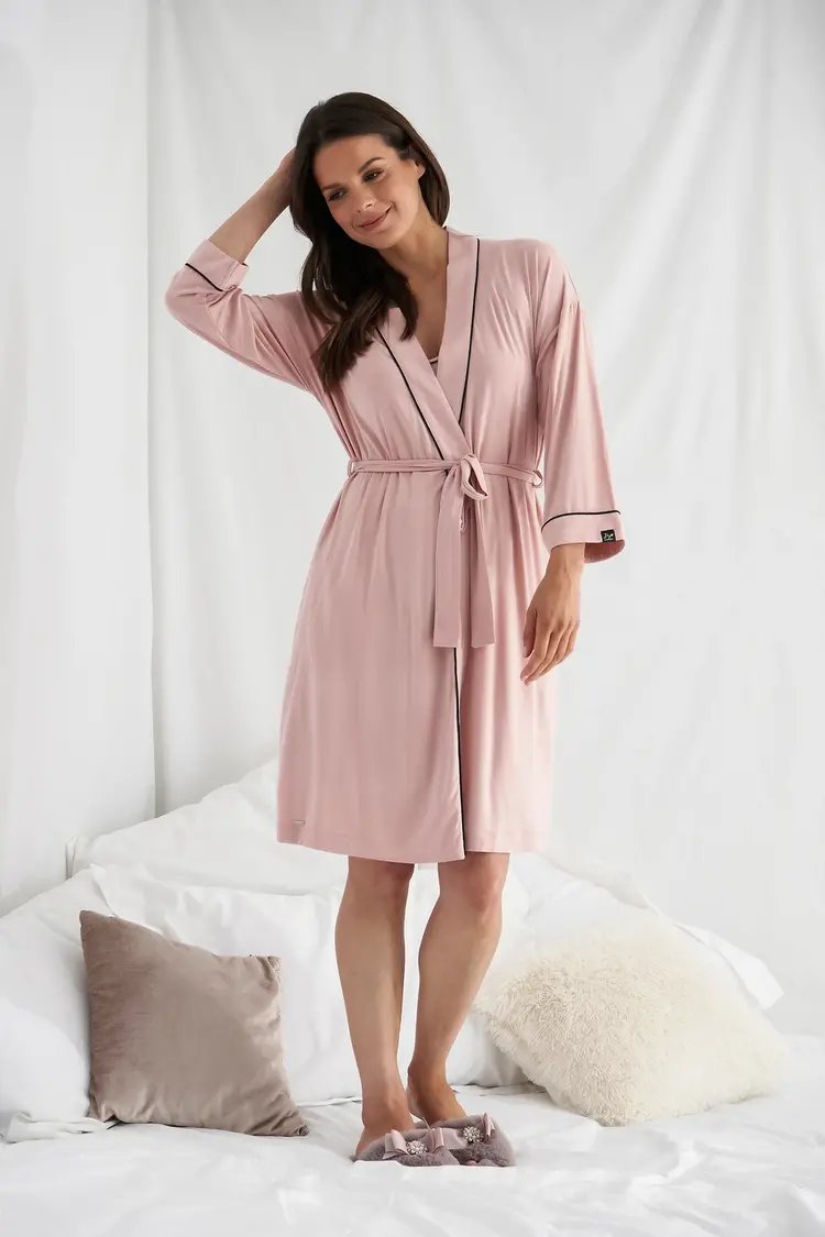 Pretty You London Bamboo Kimono Robe Dusty Pink