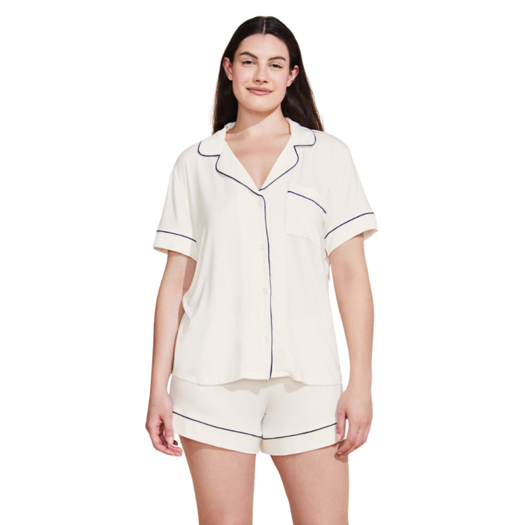 Eberjey Gisele S/S Short PJ Set Ivory Navy