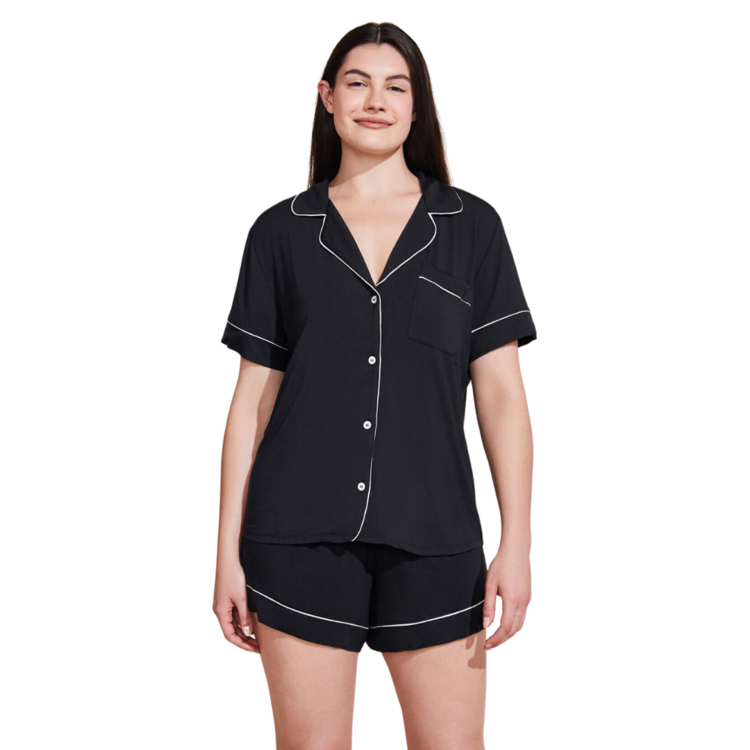 Eberjey Gisele S/S Short PJ Set Blk/Pnk