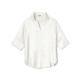 PJ Harlow Fran Satin Button Front Top Pearl