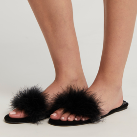 Rya Feather Slipper Black
