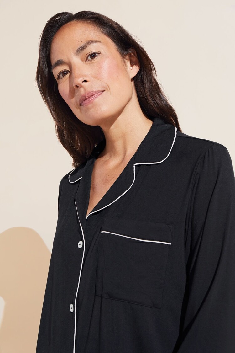 Eberjey Gisele Long Pajama Set Black/Sorbet Pink