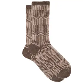 iLux Mila Cashmere/Silk Blend Crew Sock - Cinnamon/Sand