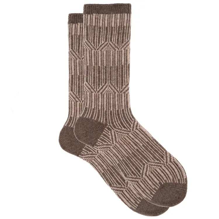 iLux Mila Cashmere/Silk Blend Crew Sock - Cinnamon/Sand