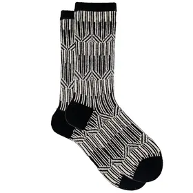 iLux Mila Cashmere/Silk Blend Crew Sock - Black/Cream