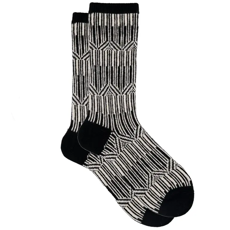 iLux Mila Cashmere/Silk Blend Crew Sock - Black/Cream