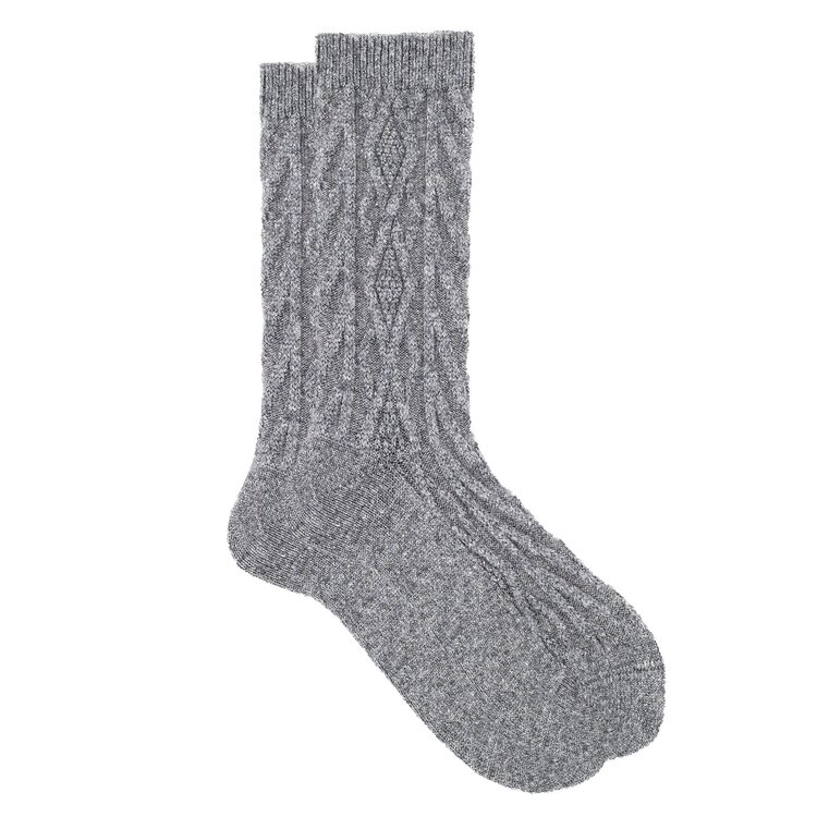 iLux Demi Cashmere/Silk Cable Crew Sock - Gray