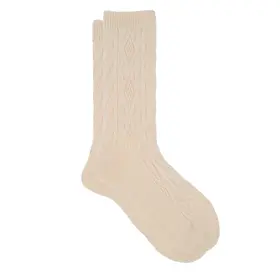 iLux Demi Cashmere/Silk Cable Crew Sock - Cream