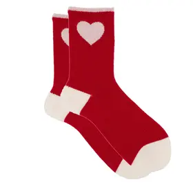 iLux Hartie Cashmere Silk Heart Crew Sock - Red