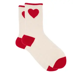 iLux Hartie Cashmere Silk Heart Crew Sock - Cream