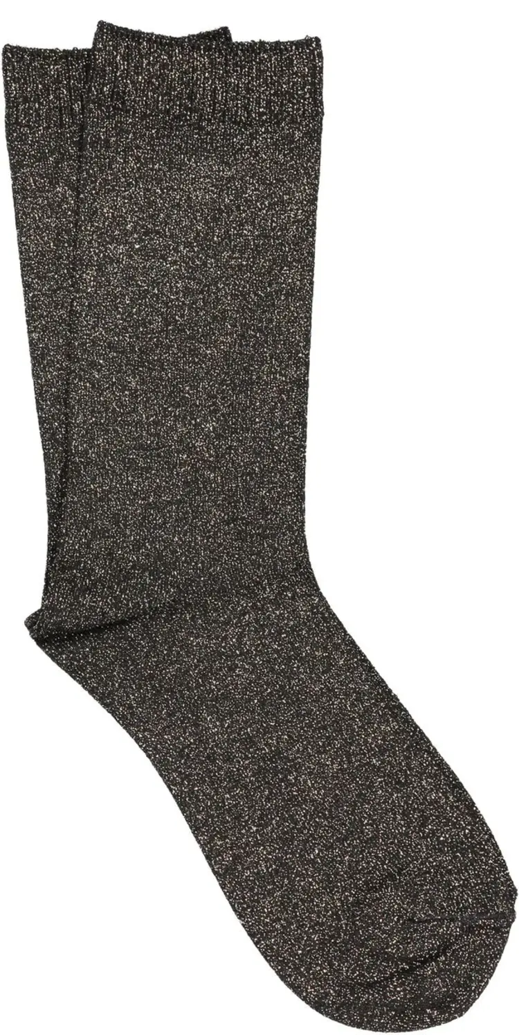 iLux Shimmie Classic Shimmery Crew Sock - Black/Gold