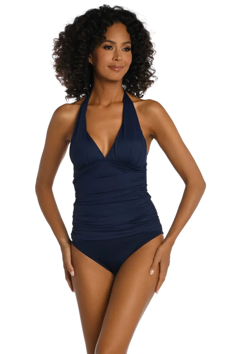 La Blanca Island Goddess Halter Tankini Indigo