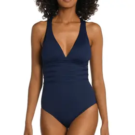La Blanca Island Goddess Cross Back One Piece Indigo