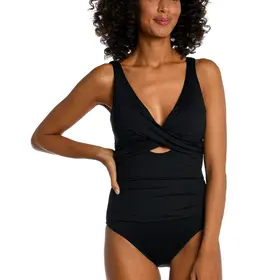 La Blanca Island Goddess Keyhole One Piece Black