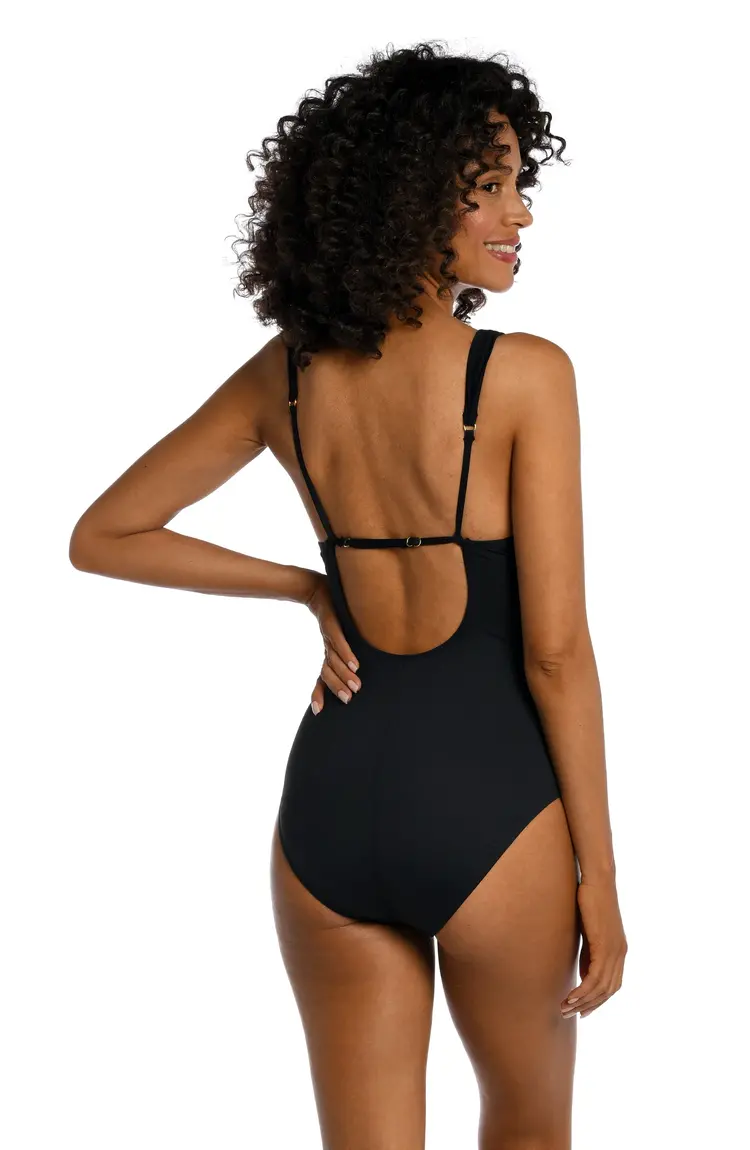 La Blanca Island Goddess Keyhole One Piece Black
