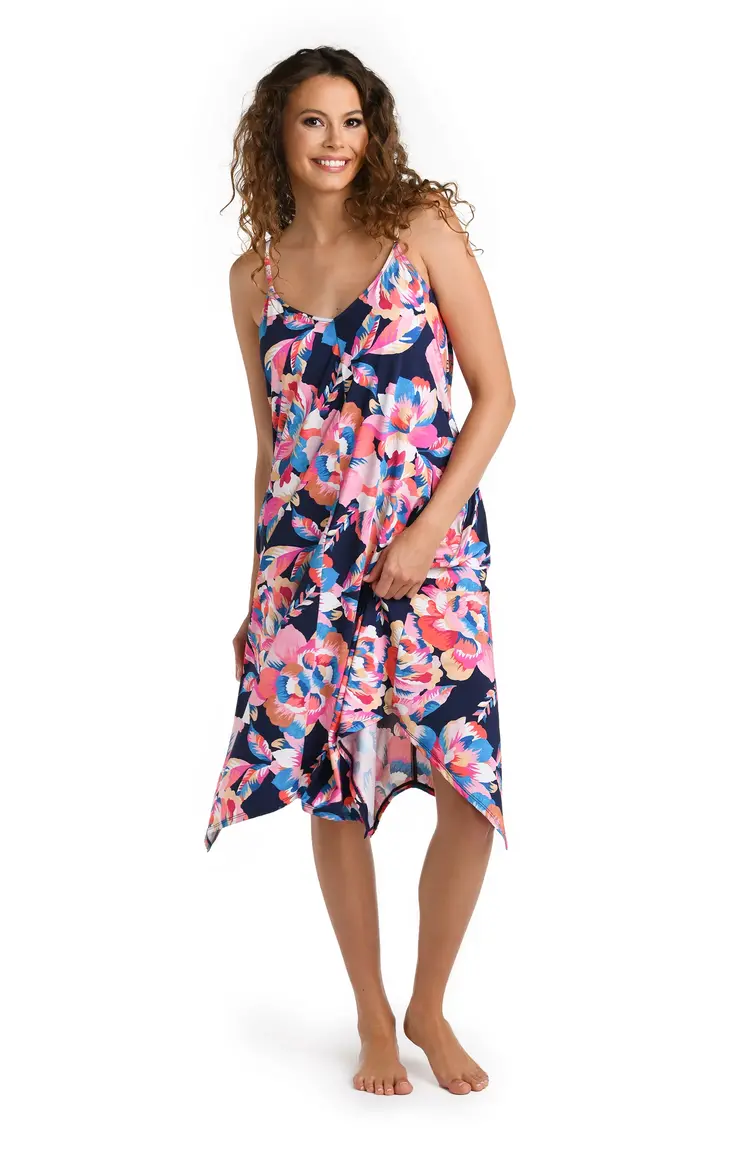 La Blanca Denim Bouquet Cover Up Navy Floral