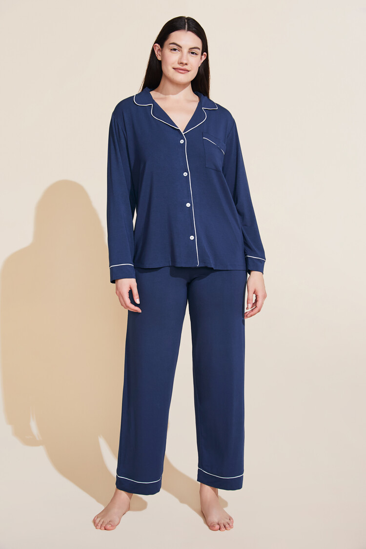 Eberjey Gisele L/S Long Pant PJ Set Navy/Ivory