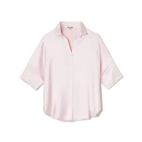 PJ Harlow Fran Satin Button Front Top Blush