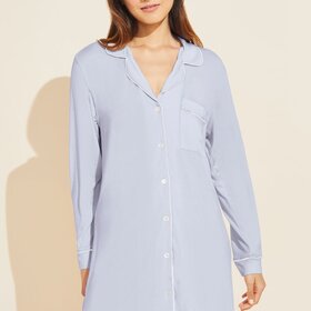 Eberjey Gisele Sleep Shirt - Ice Blue/Ivory