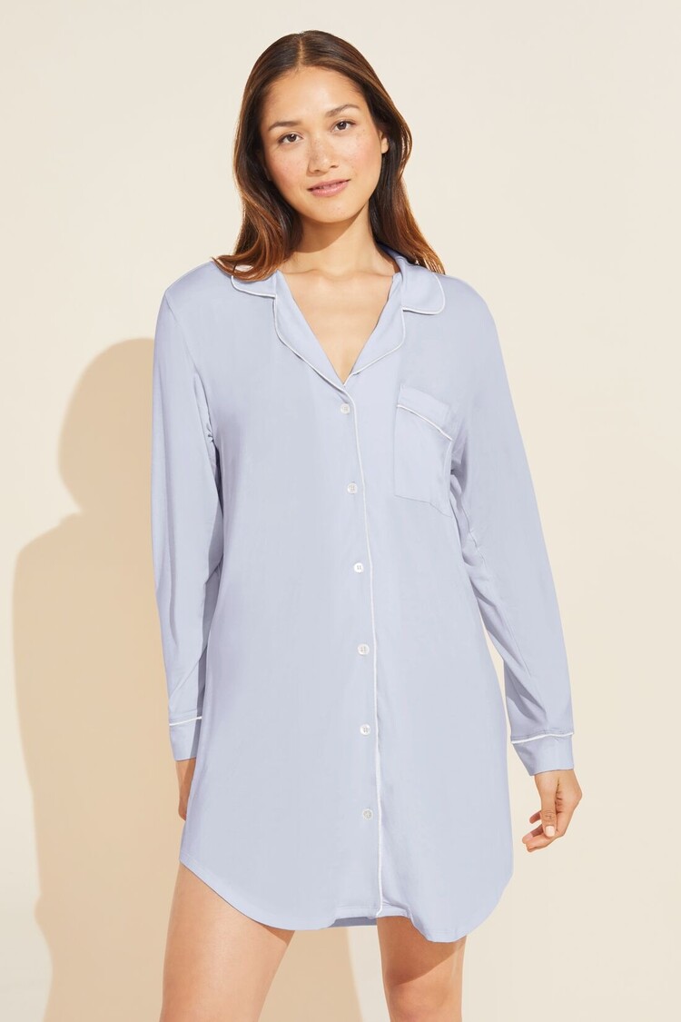 Eberjey Gisele Sleep Shirt - Ice Blue/Ivory