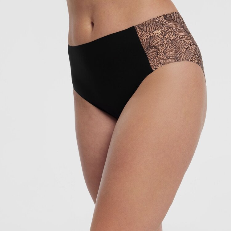 Evelyn & Bobbie Retro High-Rise Bikini Panty Black Lace